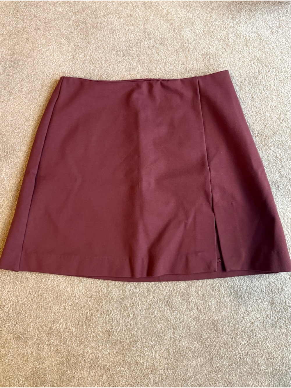 Mauve Wine Burgundy Mini Skirt with Front Panel